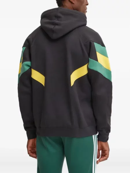 Пухен елец Adidas на райета с качулка бяло