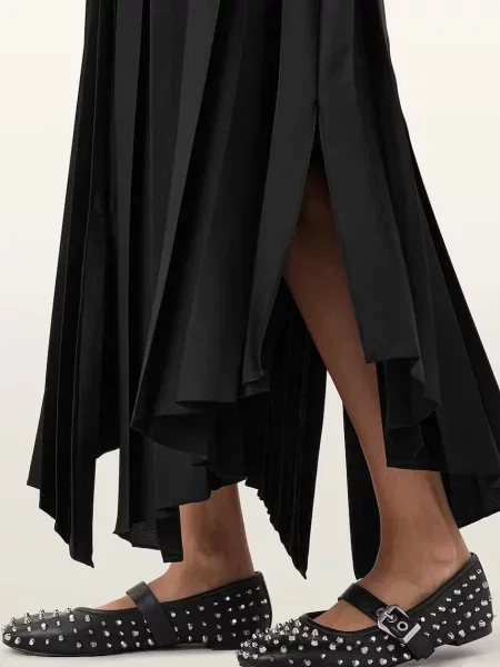 Кожаные балетки Allsaints черные