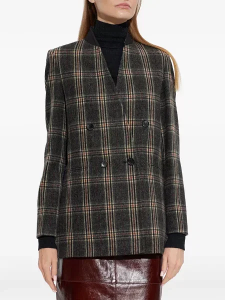 Palton Max Mara de lână în carouri gri