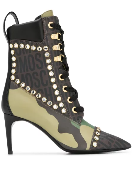 Botine Moschino cu imagine cu model camuflaj verde