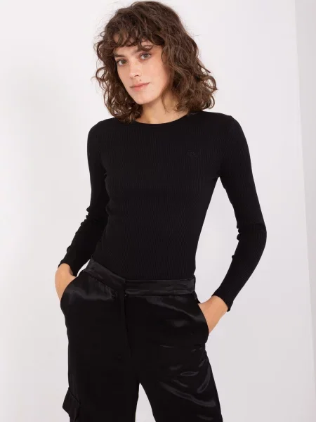Bluză Fashionhunters cu mâneci lungi lungă negru
