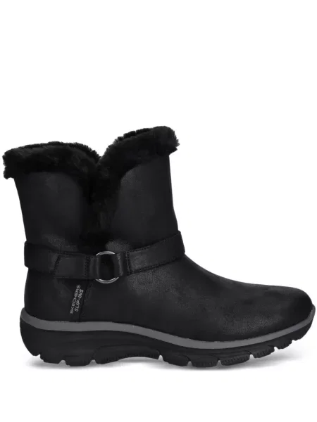 Botine Skechers cu cataramă cu blană negru