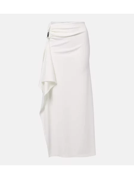 Fustă midi Christopher Esber tricotate drapată până la genunchi alb