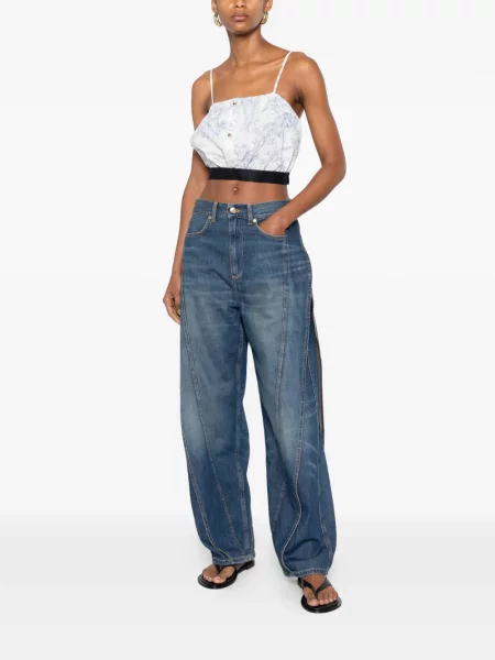 Decupat top Maje cu model floral cu imagine alb