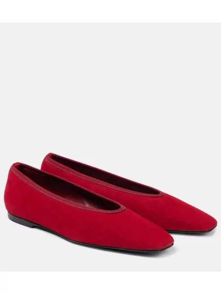 Balerini Toteme din piele de căprioară roșu