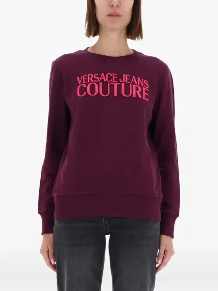 Pulover Versace Jeans Couture cu broderie roșu