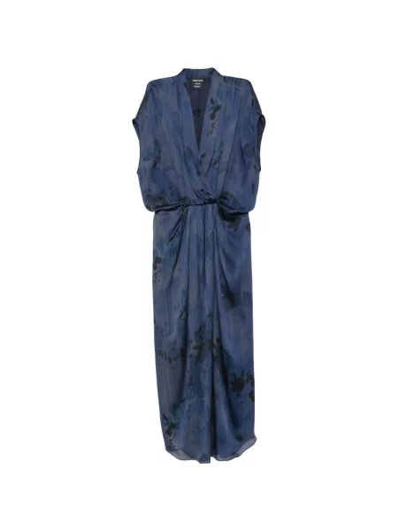 Rochie midi Giorgio Armani cu model floral cu imagine albastru