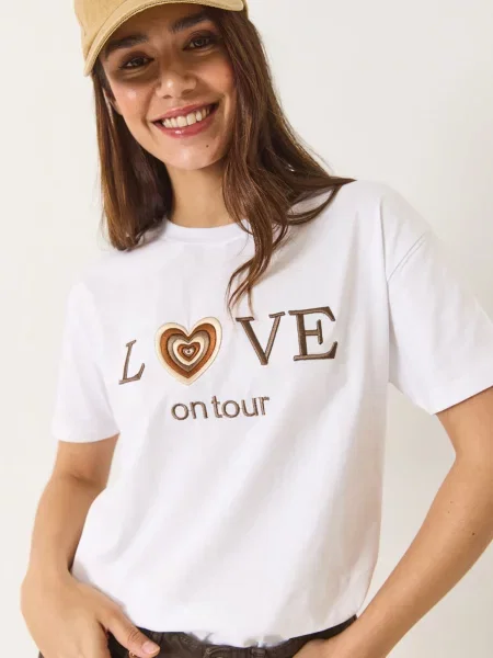 Bianco Lucci Tricou kitt / maro caramel / maro închis alb