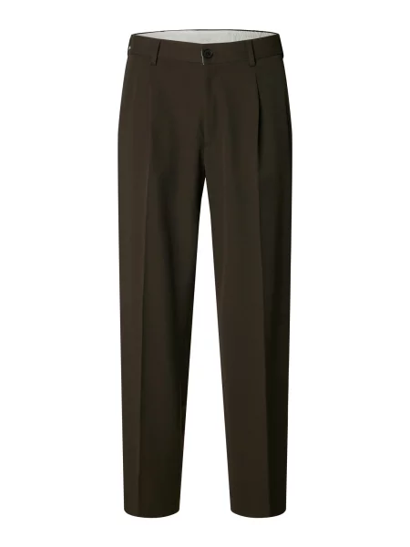 SELECTED Pantaloni cu dungă închis maro