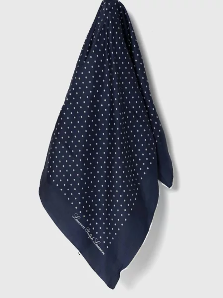 Копринено шалче Lauren Ralph Lauren тъмносиньо с десен