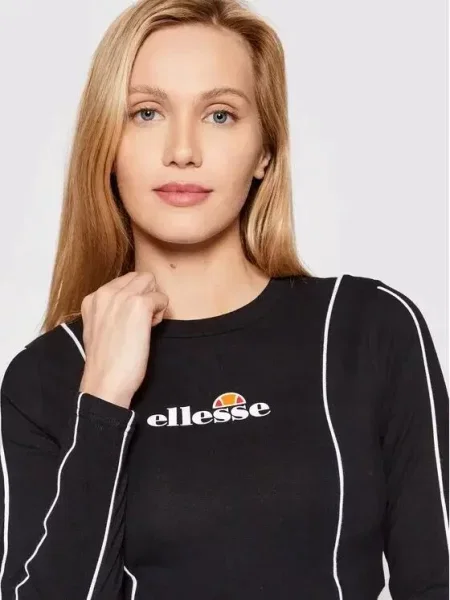 KOSZULKA Z DŁUGIM RĘKAWEM BLUZKA CROP ELLESSE czarna