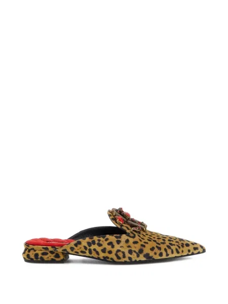 Papuci tip mules Roberto Cavalli cu model leopard maro