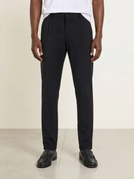 Strellson Oblekové Kalhoty Relaxed Fit Z Džerseju black černé