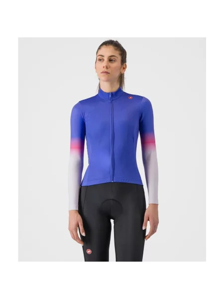 Koszulka rowerowa castelli corso thermal z długim rękawem niebiesko-fioletowa L niebieska