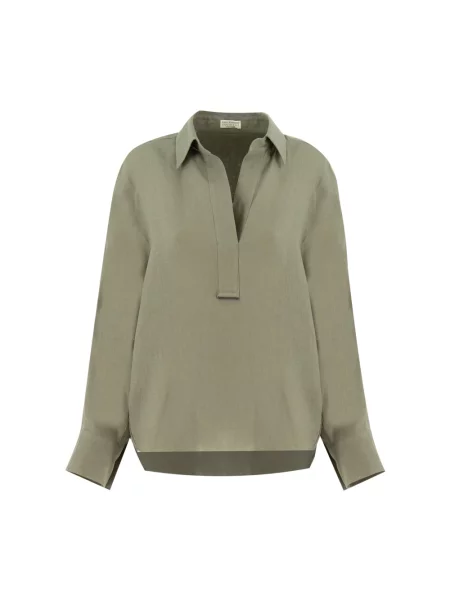 Lniana bluzka Brunello Cucinelli zielona