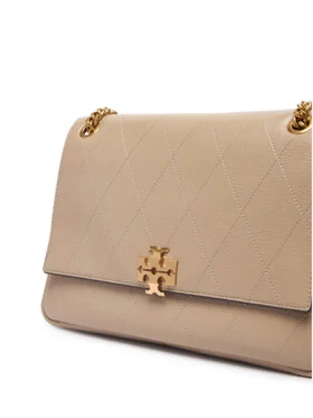 Ročna torba Tory Burch Charlie Quilted Shoulder Bag Kremna