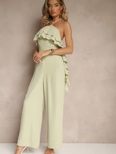 Asymetryczny Kombinezon Ozdobiony Metaliczną Aplikacją Tilfina zielony