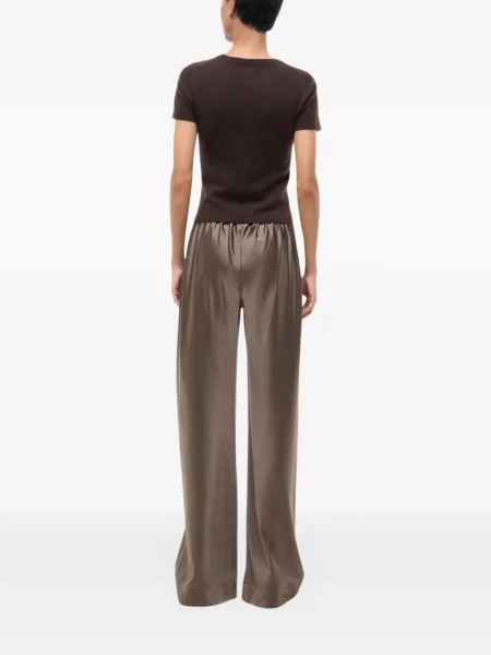 Pantaloni Staud de mătase maro