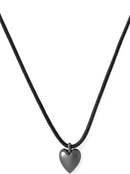 Colier Jennifer Fisher din piele cu motiv cu inimi negru
