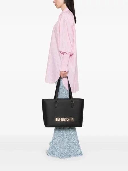 Шопинг чанта Love Moschino с автограф черно