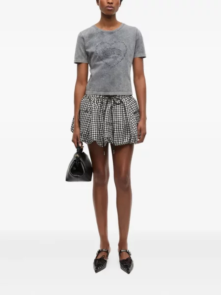 Tricou Ganni cu broderie gri