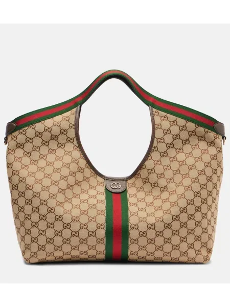 Duża torebka Gucci płócienna beżowa