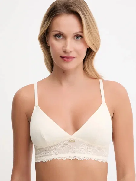 Сутиен United Colors of Benetton от дантела с изчистен дизайн бежово