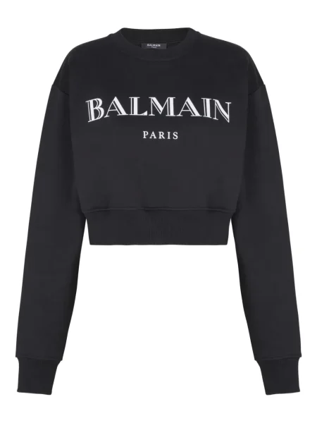 Bluza Balmain z nadrukiem o krotszym kroju czarna