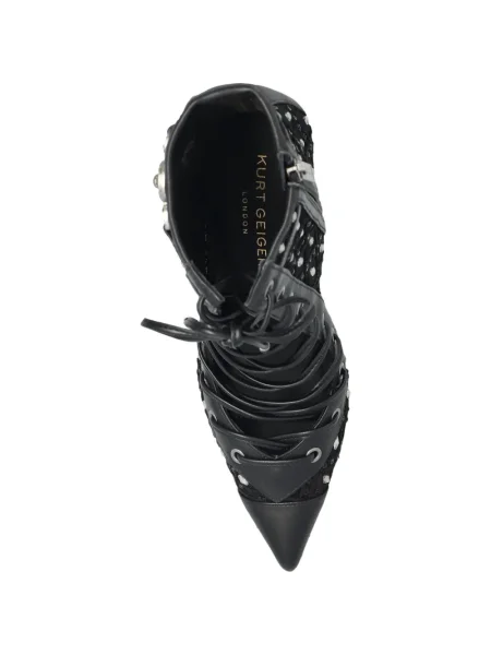 Μποτάκια αστραγάλου Kurt Geiger London με κορδόνια με δαντέλα μαύρο