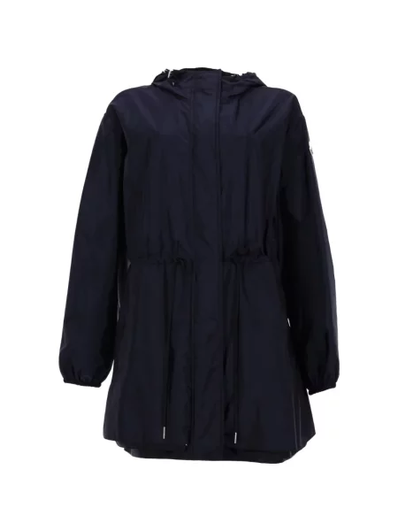 Palton Moncler cu glugă cu cordon albastru