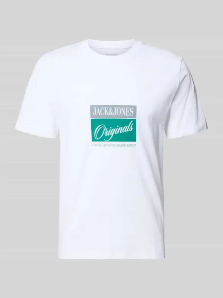 T-shirt z nadrukiem z napisem model RHYERES' Jack & Jones biała