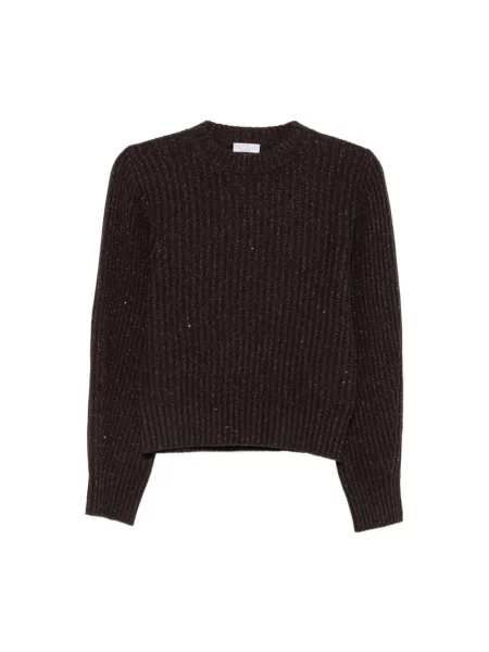 Sweter Brunello Cucinelli wełniany brązowy