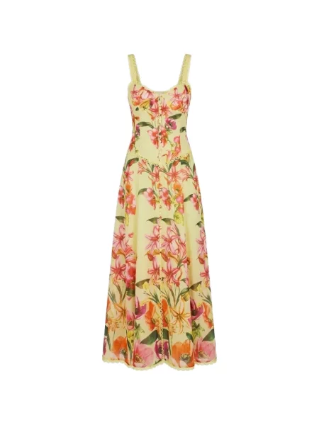 Rochie midi Charo Ruiz Ibiza cu model floral cu imagine galben