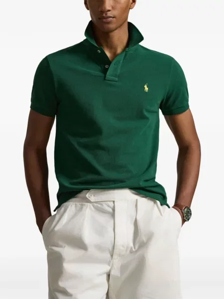 Fleece polo Polo Ralph Lauren με κέντημα με λαιμόκοψη v κόκκινο