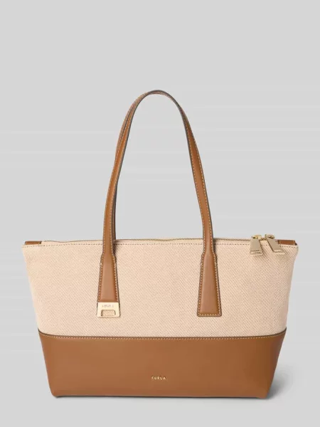 Torba shopper z detal z logo model OLIVIA' Furla beżowa