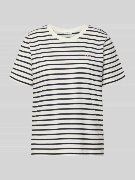 T-shirt o kroju regular fit z czystej bawełny S.oliver Red Label granatowa