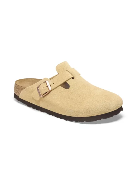Klapki Birkenstock zamszowe beżowe