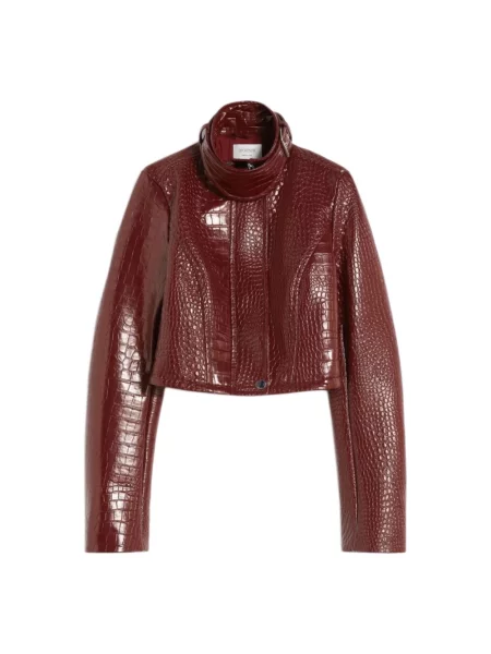 Krótka kurtka skórzana Sportmax czerwona