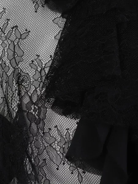 Cămașă Alberta Ferretti cu volane din dantelă negru