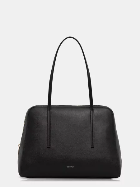 Calvin Klein geantă shopper pentru femei cu imitație de piele negru