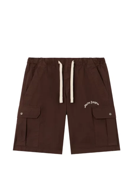 Pantaloni scurți cargo Palm Angels cu autograf maro