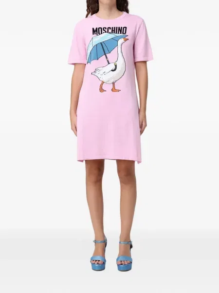 Rochie midi Moschino cu autograf roz