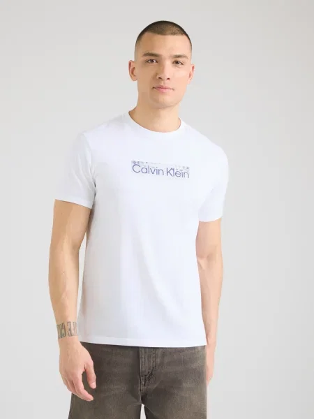 Calvin Klein Tricou albastru închis alb