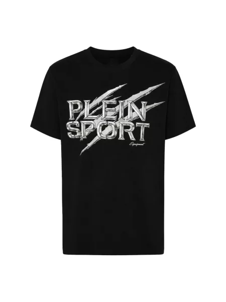 Koszulka sportowa Plein Sport z okrągłym dekoltem z logo czarna