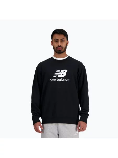 Bluza New Balance Stacked Logo French Terry Crew black czarna