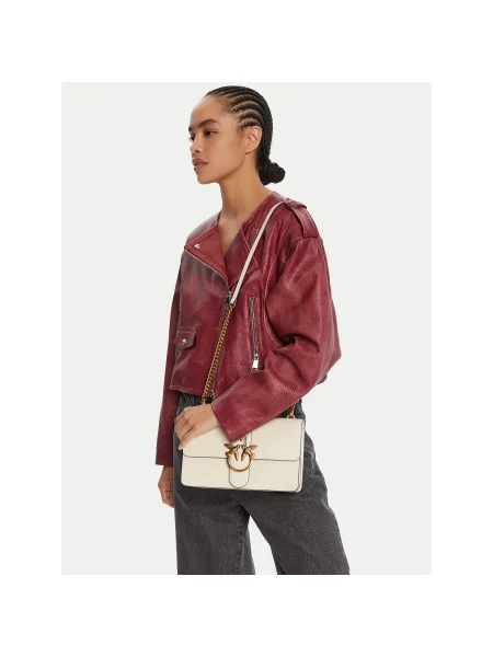 Pinko De piele geantă poștaș LOVE ONE CLASSIC CL bej