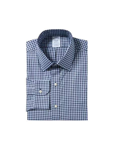Koszula Brooks Brothers w kratę biznesowa z kołnierzem niebieska