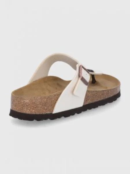 Papuci Birkenstock cu toc plat alb