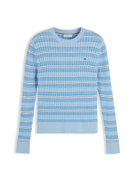 TOMMY HILFIGER Pulover azur / albastru deschis / roșu bordeaux alb