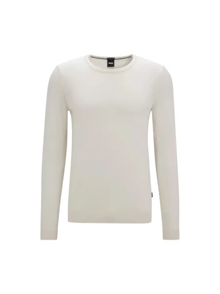 Sweter Hugo Boss wełniany z logo biały